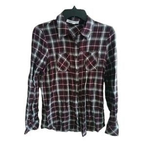 BCBGeneration Burgundy Plaid Button Down Top Size:XS BRAND NEW Y2K Style